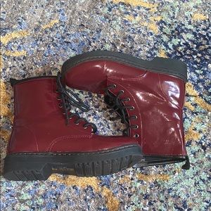 maroon combat boots